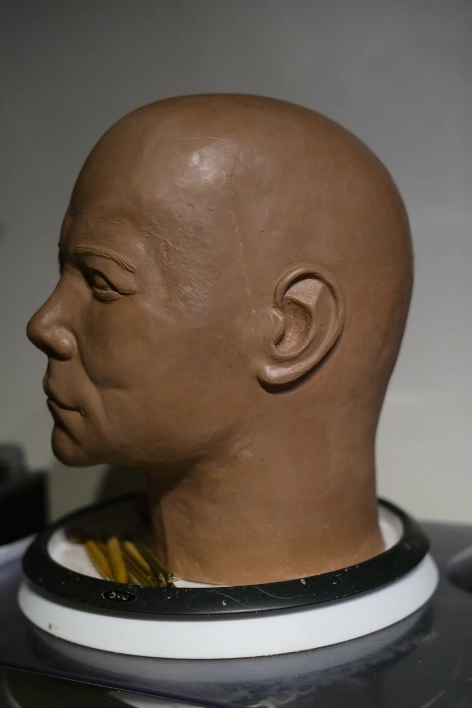 Dark Labs Kirk clay sculpt left profile showing the head and neck shape